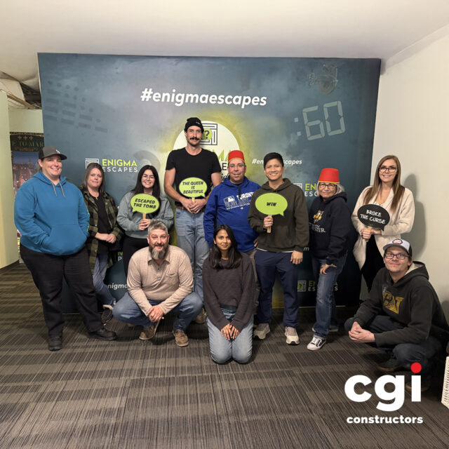 Our Winnipeg team took on the challenge at Enigma Escapes this week — and yes, we (eventually) escaped!
It was an awesome evening of teamwork, laughs, and a few lightbulb moments. Good job, team!
#CGIConstructors #enigmaescapes