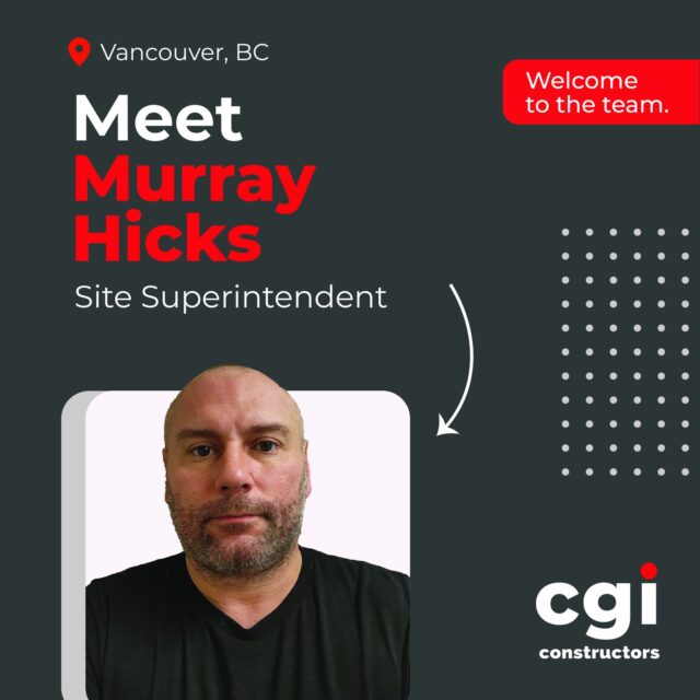 We’re excited to welcome Murray to CGI as our newest Site Superintendent! He will be supporting our Vancouver office, and we’re thrilled to have him on the team.

#CGIConstructors #welcomeonboard #newteammember
