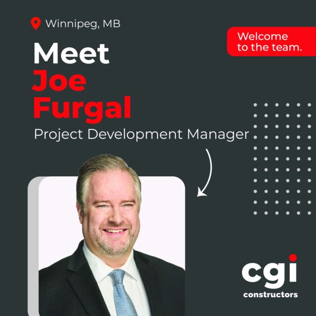 Please join us in welcoming Joe Furgal as our new Project Development Manager! With a passion for building relationships and driving project success, Joe is an exciting addition to our Winnipeg team. Welcome to CGI, Joe!

#CGIConstructors #welcomeonboard #newteammember